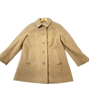 1970s Womens Camel Wool Mohair Coat Peacoat Size Medium Vintage